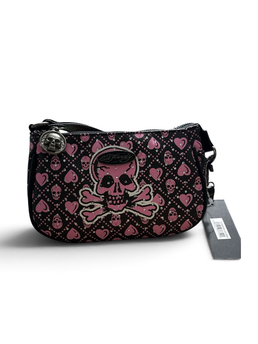 Ed Hardy Black & Pink Skull Heart Small bags